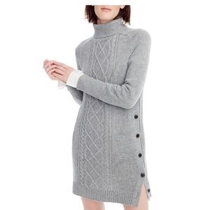J crew grey cable knit turtleneck sweater dress